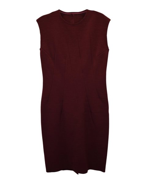 Lanvin Knee Length Jersey Dress in Burgundy Wool 7748684152892
