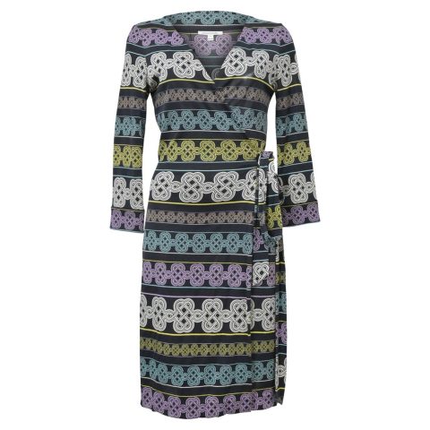 Diane Von Furstenberg Knot Print Wrap Dress in Multicolor Viscose 7748683759676