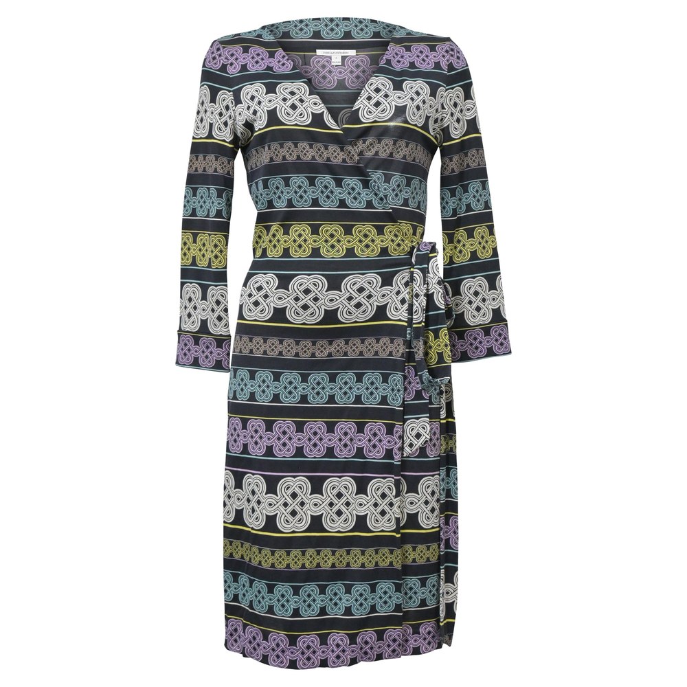 Diane Von Furstenberg Knot Print Wrap Dress in Multicolor Viscose 7748683759676