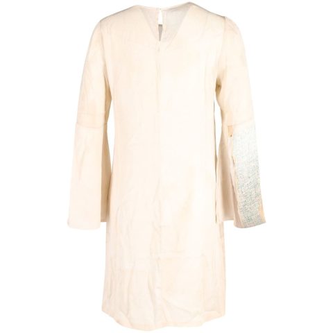 Stella McCartney Printed Shift Dress in Beige Silk 7748678418492