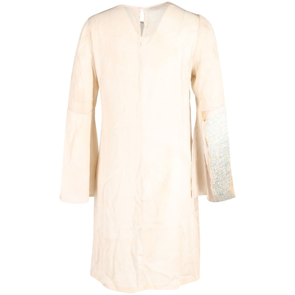 Stella McCartney Printed Shift Dress in Beige Silk 7748678418492