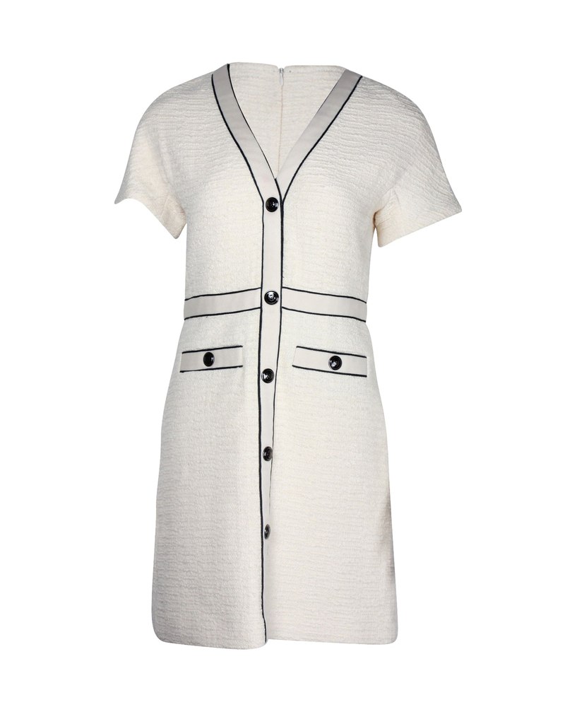 Maje Bouclé-Tweed Mini Dress in Cream Cotton 7748685332540