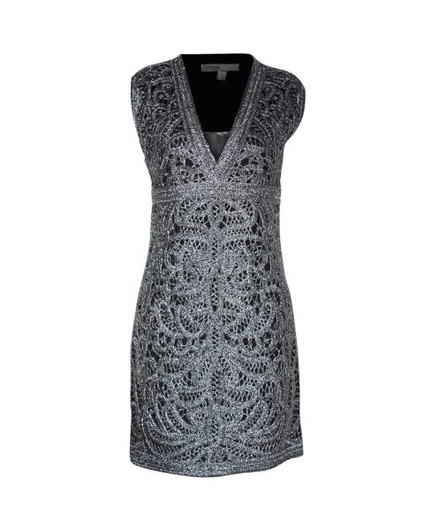 Maje V-neck Mini Dress in Silver Polyester 7748680810556