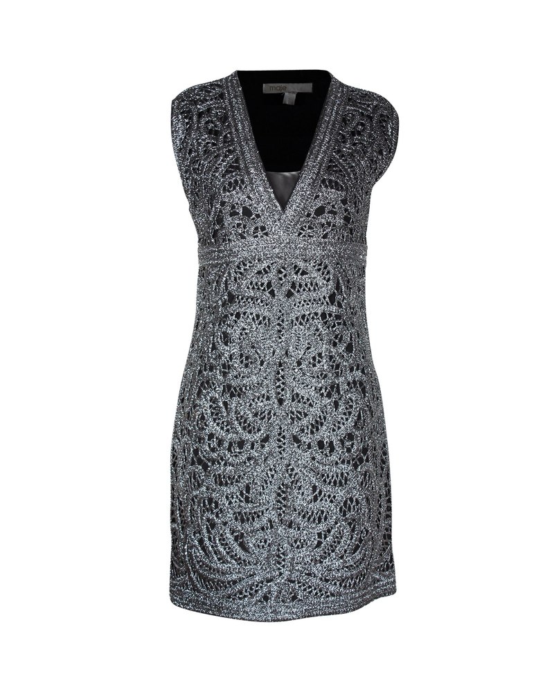 Maje V-neck Mini Dress in Silver Polyester 7748680810556