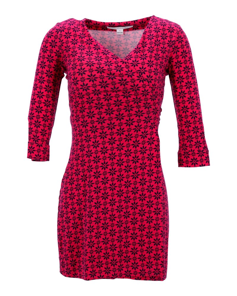 Diane Von Furstenberg Printed Wrap Dress in Red Cotton 7748680745020