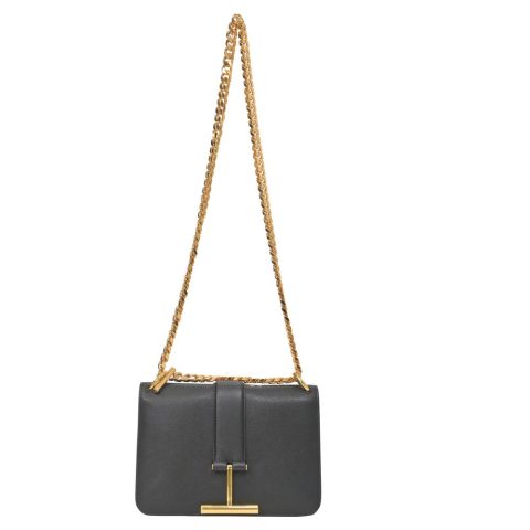 Tom Ford Tara Chain Shoulder Bag in Black Leather 7748681596988