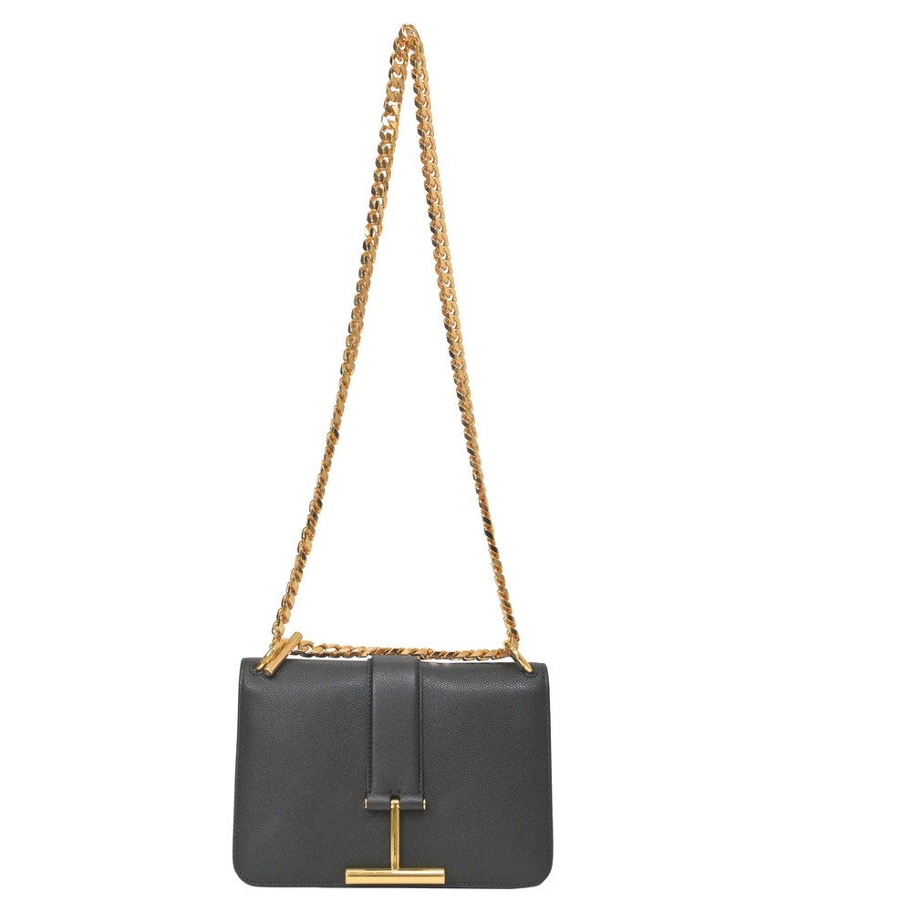 Tom Ford Tara Chain Shoulder Bag in Black Leather 7748681596988