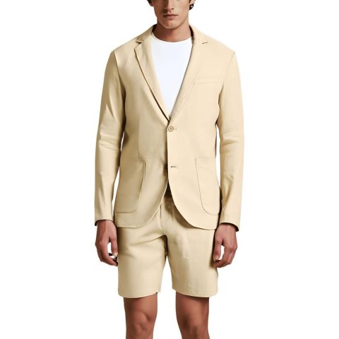 Pocket Linen Two-Button Blazer