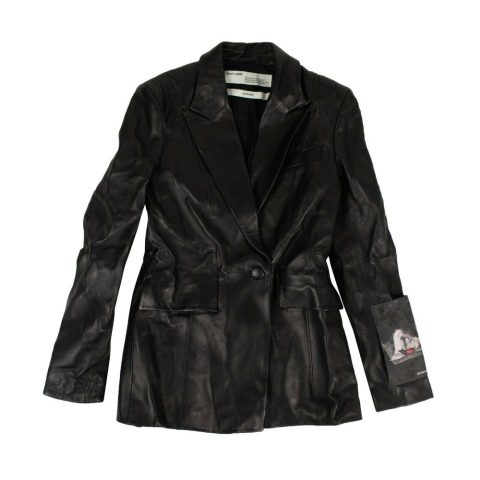 Off White C/O Virgil Abloh Leather Blazer Jacket – Black