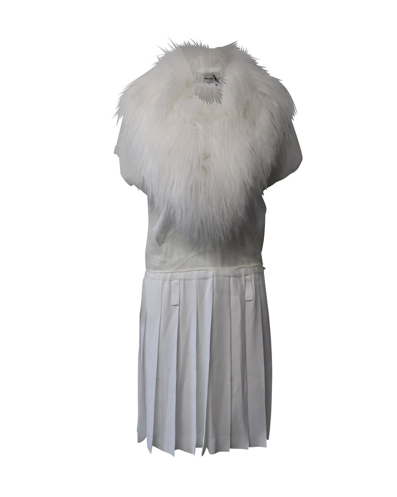 Miu Miu A/W 22 Sable Dress in White Acetate
