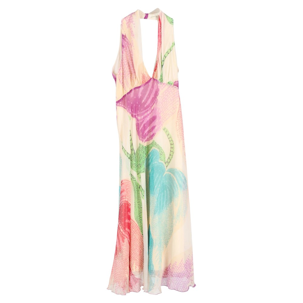 Diane von Furstenberg Halter Printed Knee Length Dress in Multicolor Silk 7748685529148