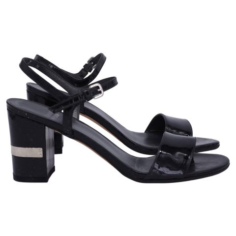 Stuart Weitzman Ankle Strap Sandals in Black Patent Leather 7748685922364