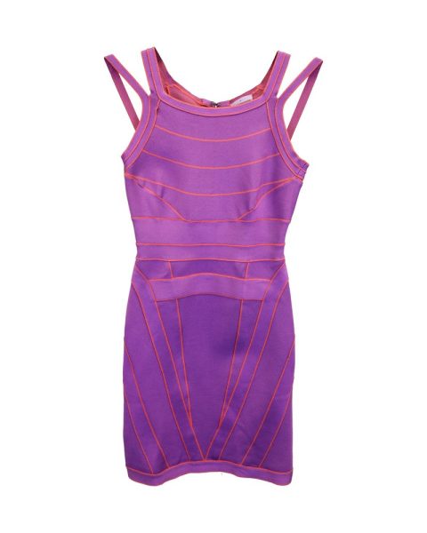 Herve Leger Striped Mini Dress in Purple Rayon 7748685955132
