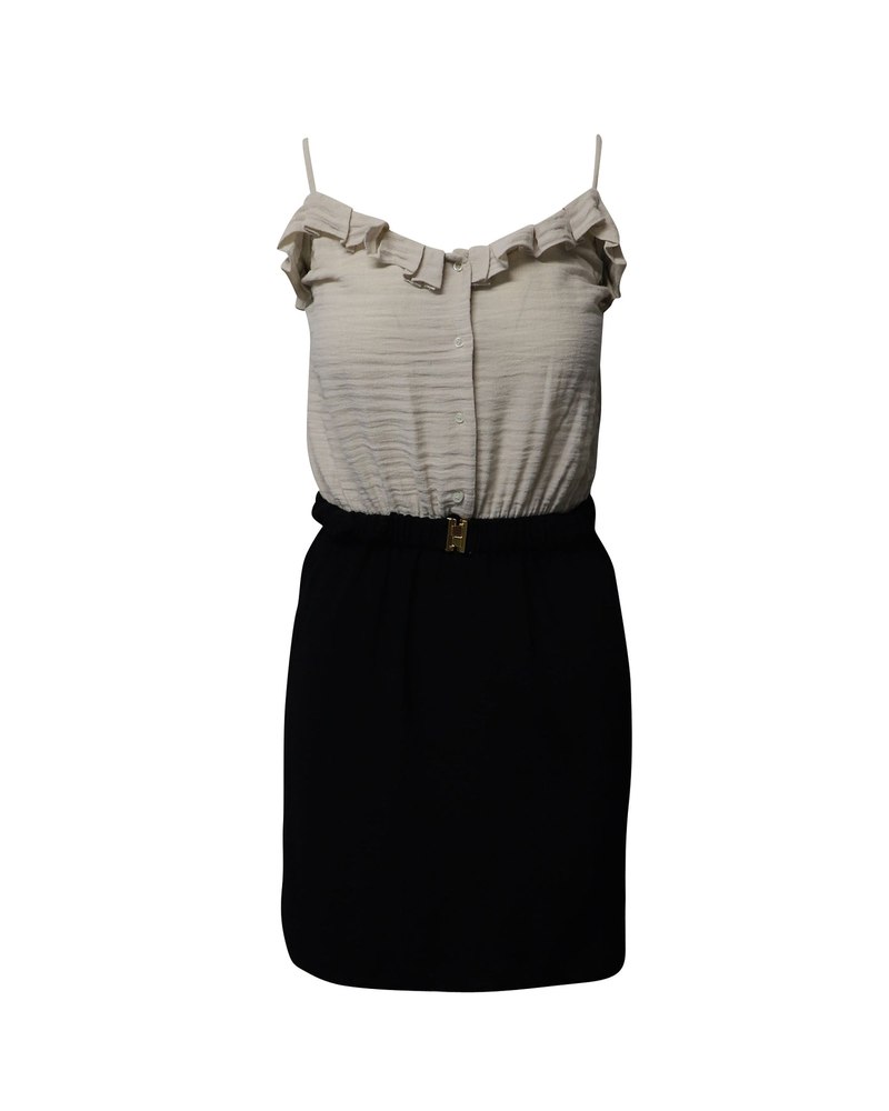 Sandro 2-Piece Style Dress in Beige and Black Viscose