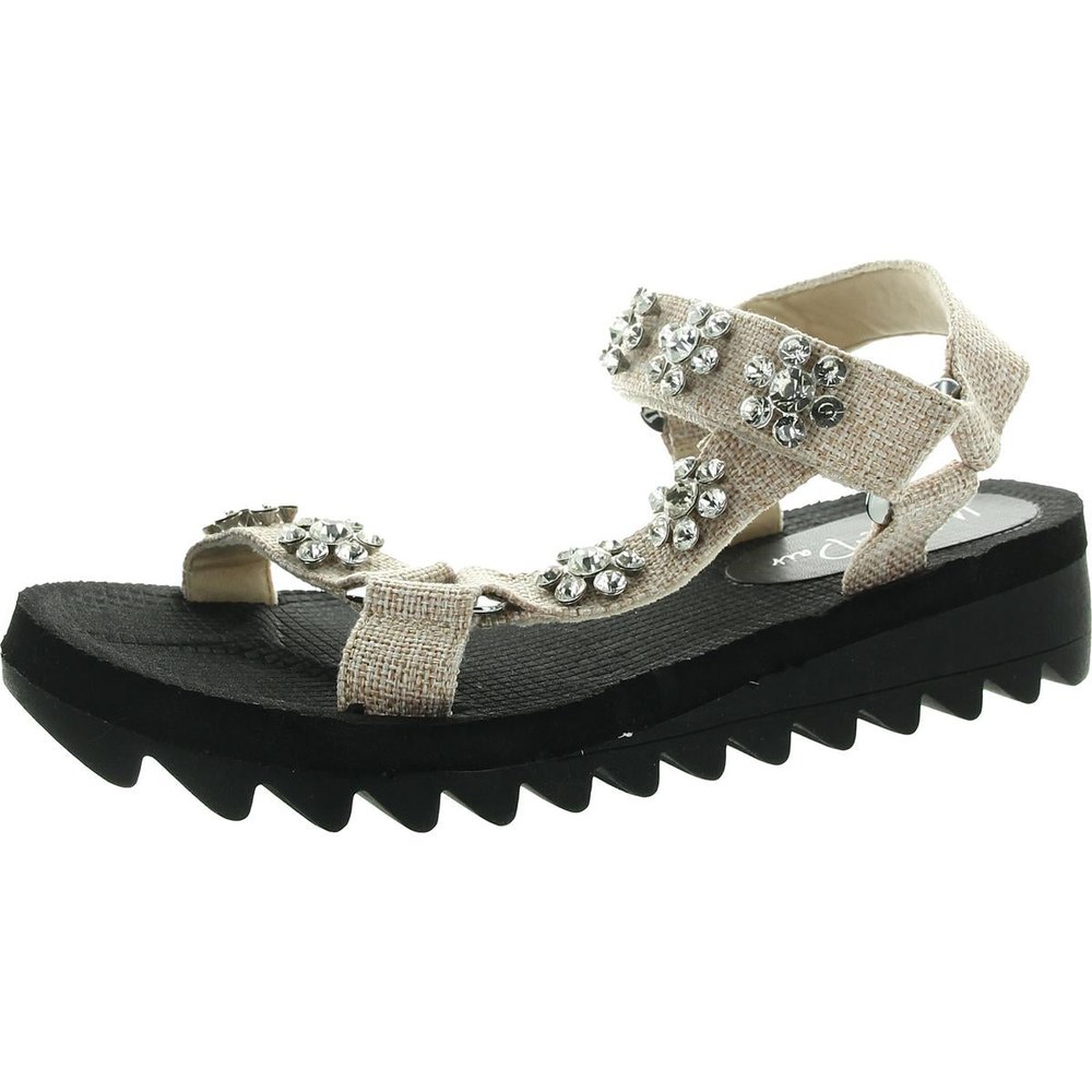 Embellished Woven Platform Sandals