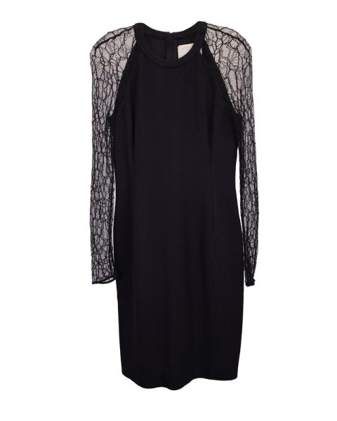 Jason Wu Lace Pattern Knee-Length Dress in Black Viscose 7748686053436