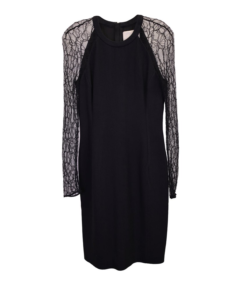 Jason Wu Lace Pattern Knee-Length Dress in Black Viscose 7748686053436