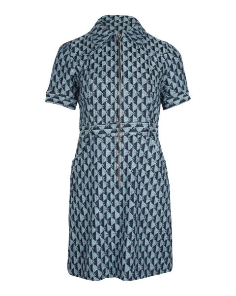 Sandro Monogram-Print Dress in Blue Cotton 7748687265852