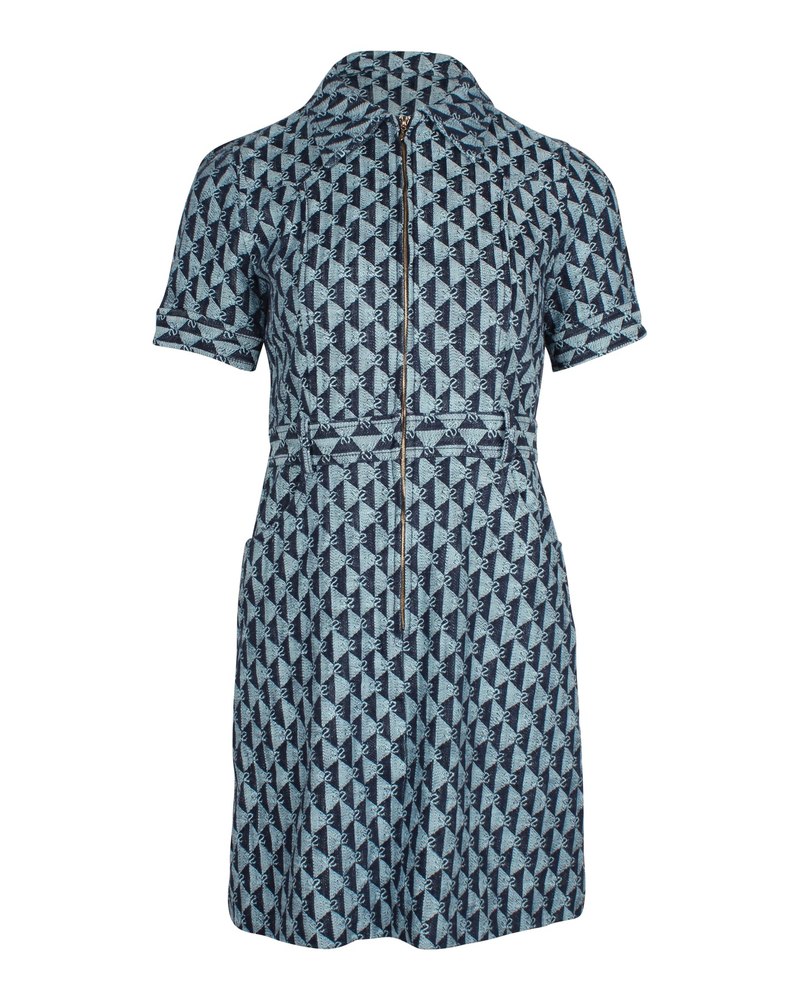 Sandro Monogram-Print Dress in Blue Cotton 7748687265852