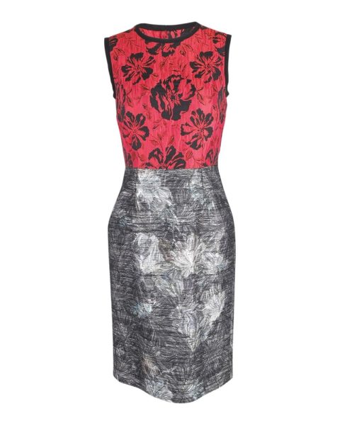 Dolce & Gabbana Printed Sleeveless Dress in Red and Silver Acetate