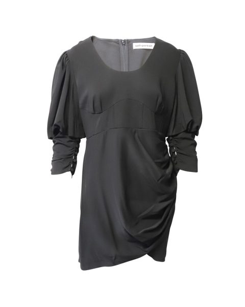 Self Portrait Stretch Crepe Midi Dress in Black Viscose