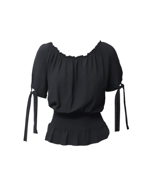 Maje Shirred Top in Black Viscose