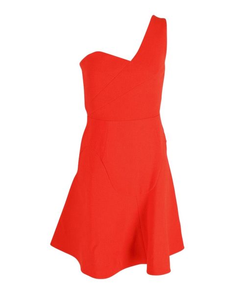 Roland Mouret One-strap Flared Mini Dress in Orange Wool