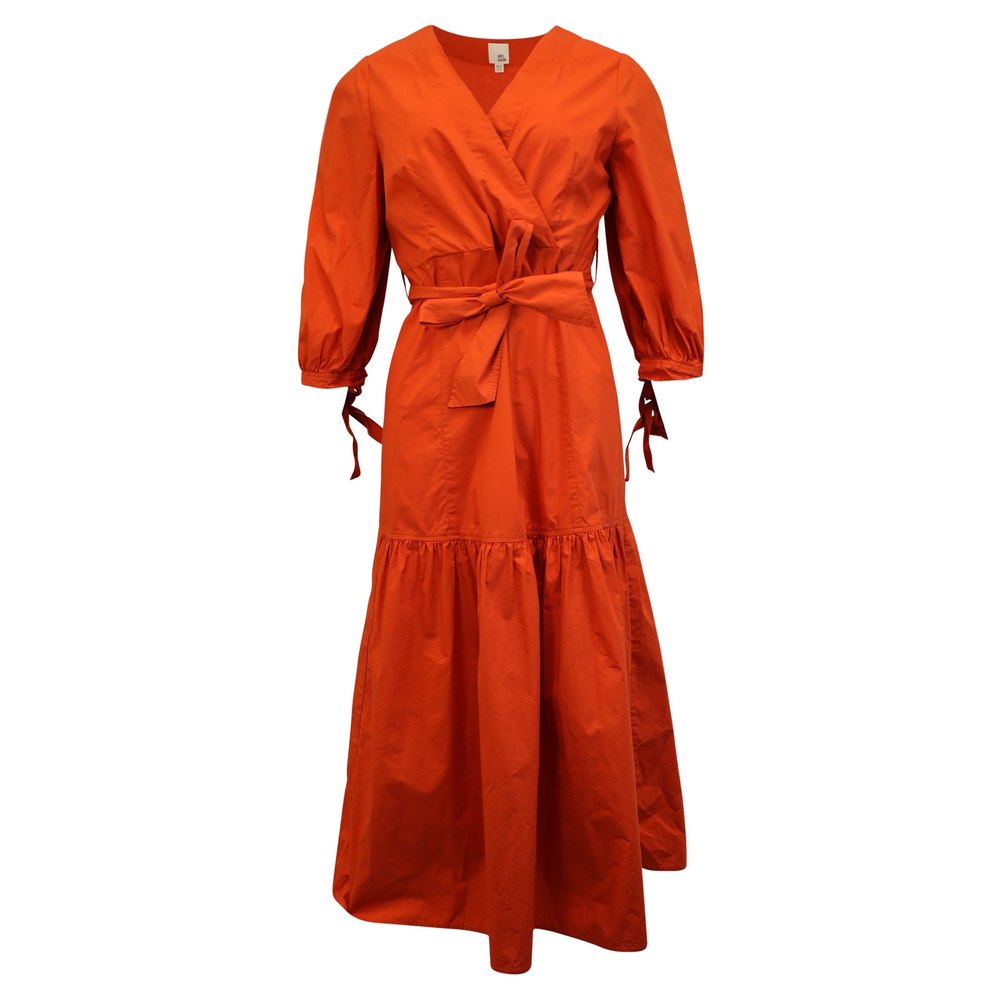 Iris & Ink Alexis Wrap-Effect Maxi Dress in Orange Cotton 7748690739260