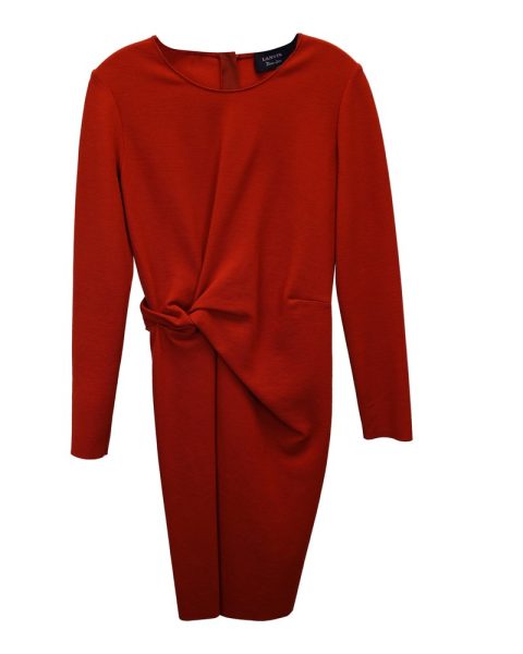 Lanvin Jersey Twist Dress in Orange Wool 7748691034172
