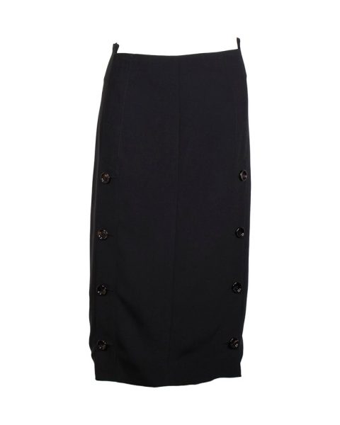 Joseph Buttoned Midi Skirt in Black Wool 7748692541500