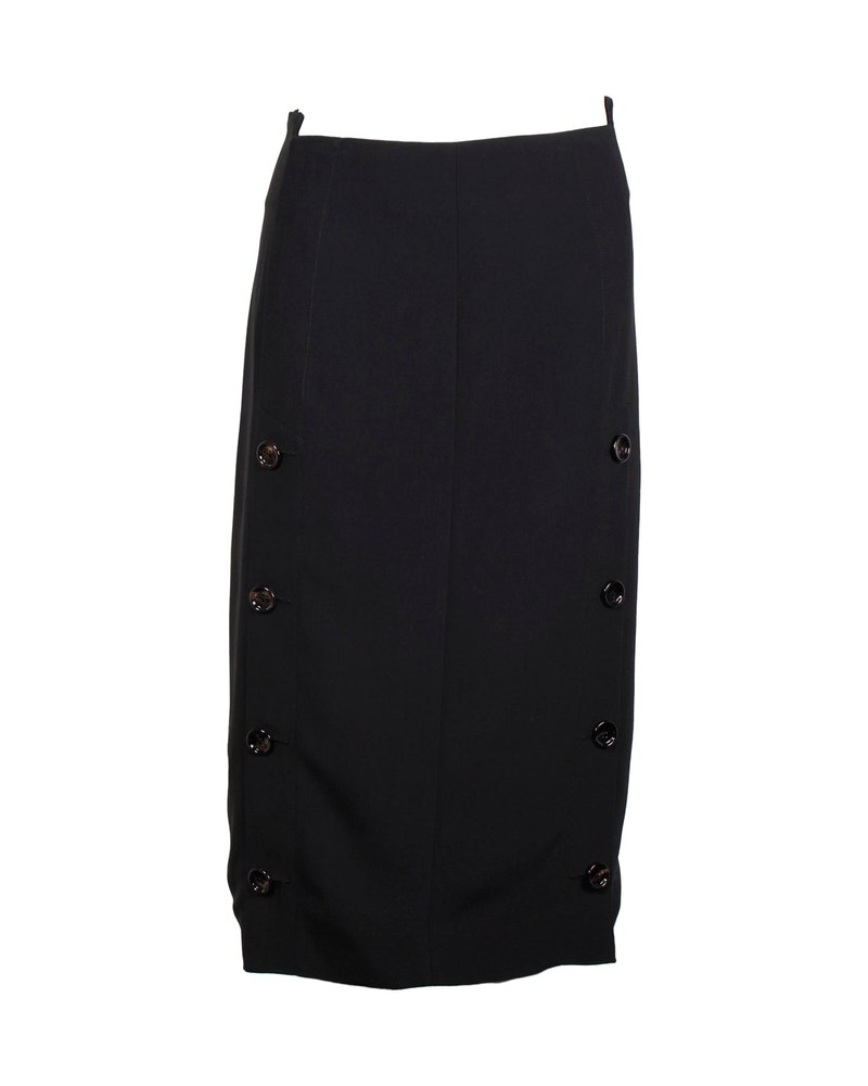 Joseph Buttoned Midi Skirt in Black Wool 7748692541500