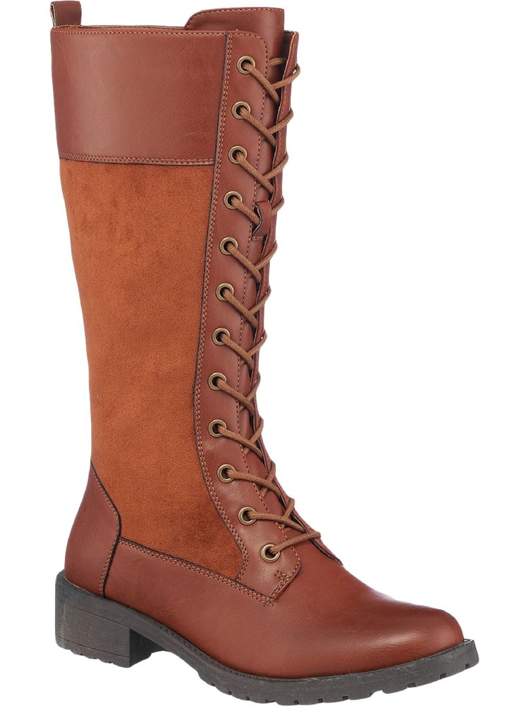 Hanker Womens Cushioned Footbed Mid-Calf Combat & Lace-up Boots
