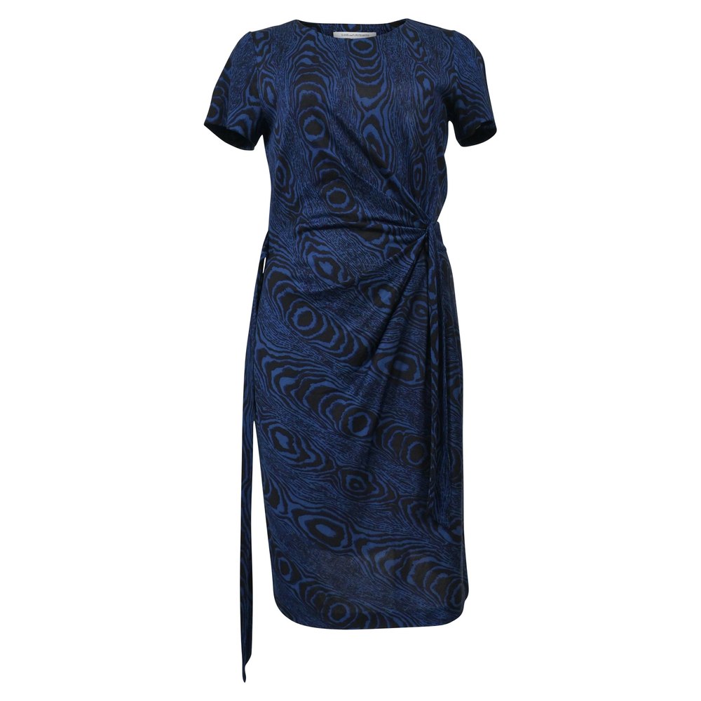 Diane Von Furstenberg Wood Grain Print Dress in Blue Polyester 7748694376508