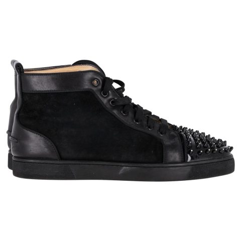 Christian Louboutin Louis Spikes High Top Sneakers in Black Leather 7748691066940