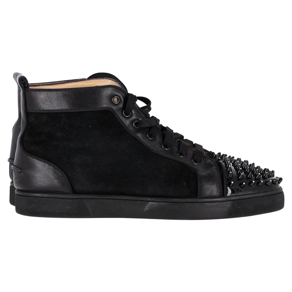 Christian Louboutin Louis Spikes High Top Sneakers in Black Leather 7748691066940