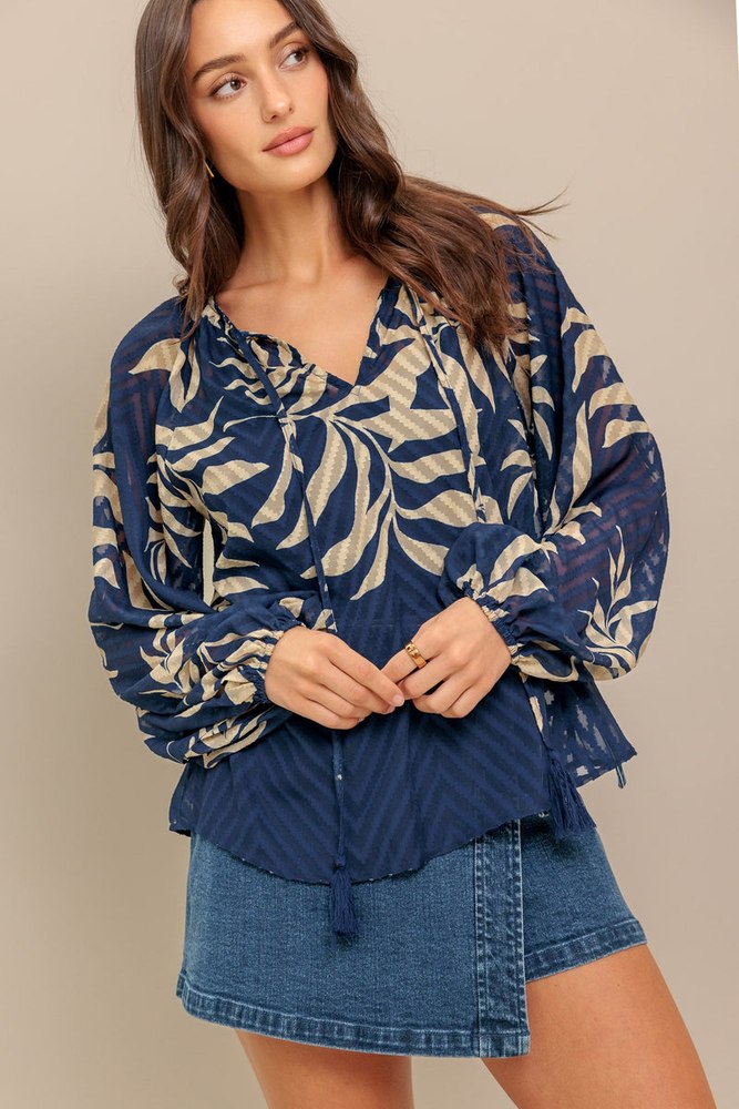 MIDNIGHT WALK WOVEN TOP