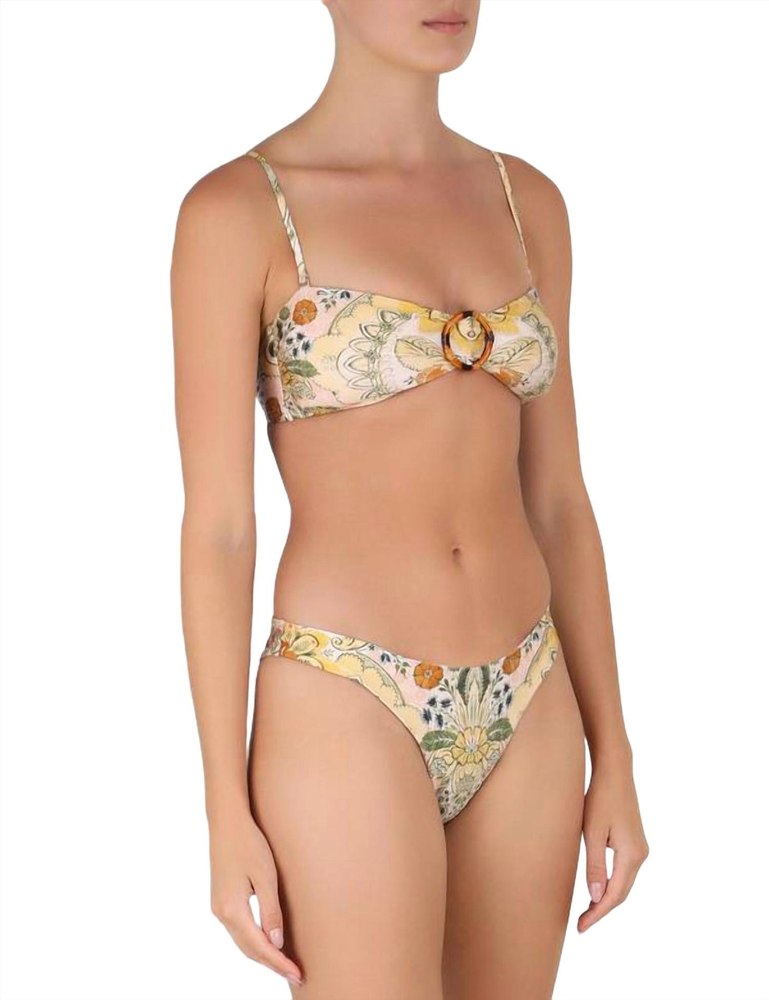 Women’s Laurel Bamboo Ring Bikini In Mustard Baroque Floral