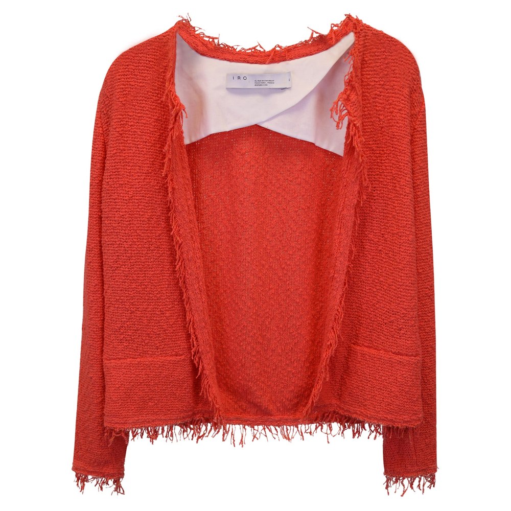 Iro Fringe Open Jacket in Orange Tweed 7748694638652