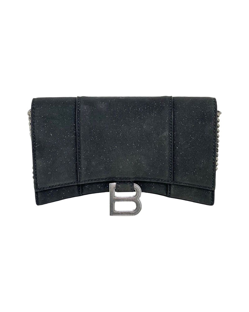 Balenciaga hourglass wallet on chain glitter shoulder bag 7748694868028