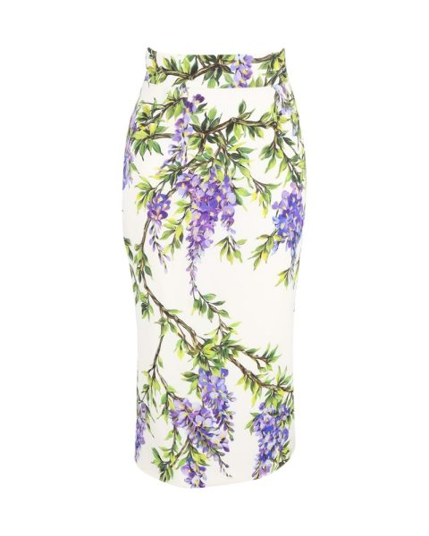 Dolce & Gabbana Midi Pencil Skirt in Floral Print Cotton 7748695097404