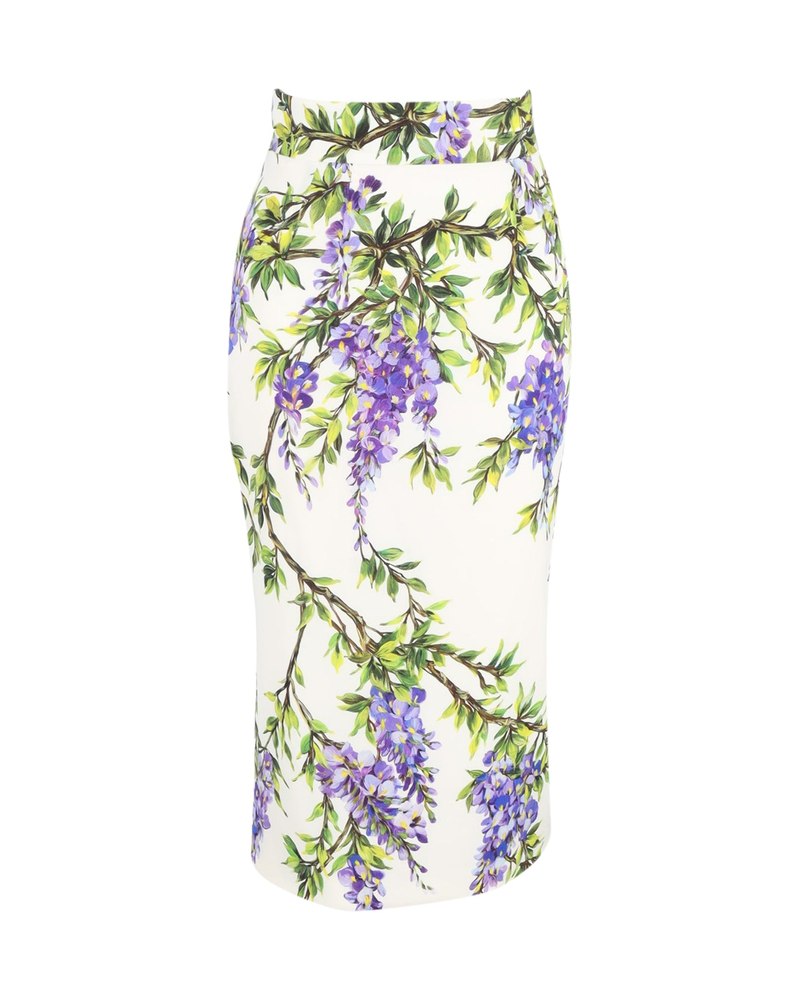 Dolce & Gabbana Midi Pencil Skirt in Floral Print Cotton 7748695097404