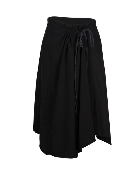 Ann Demeulemeester Drawstring Gathered Skirt in Black Wool 7748694704188