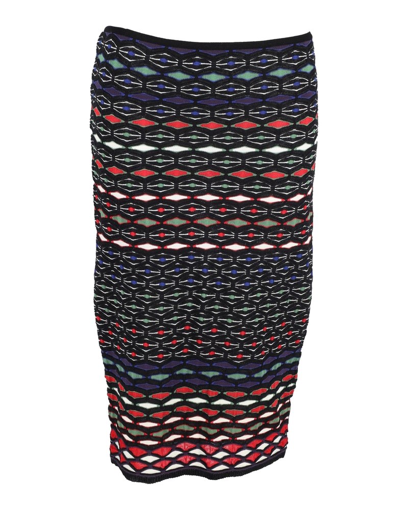 Missoni Knitted Bodycon Midi Skirt in Multicolor Viscose 7748695785532