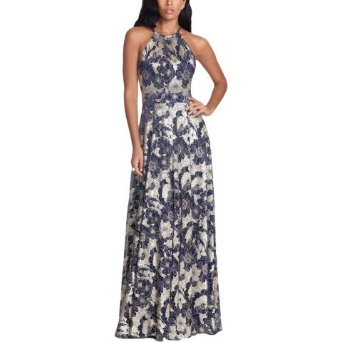 Metallic Maxi Evening Dress