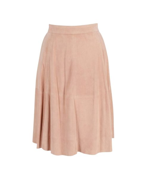 Iris & Ink Circle Skirt in Pink Suede