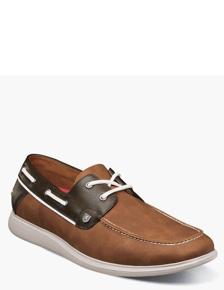 Men’s Reid Moc Toe Boat Shoe In Cognac Multi