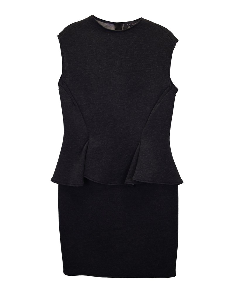 Lanvin 2014 Peplum Waist Dress in Grey Polyamide 7748699062332