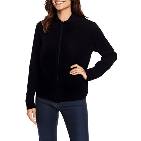 Petites Collar Cable Knit Crewneck Sweater