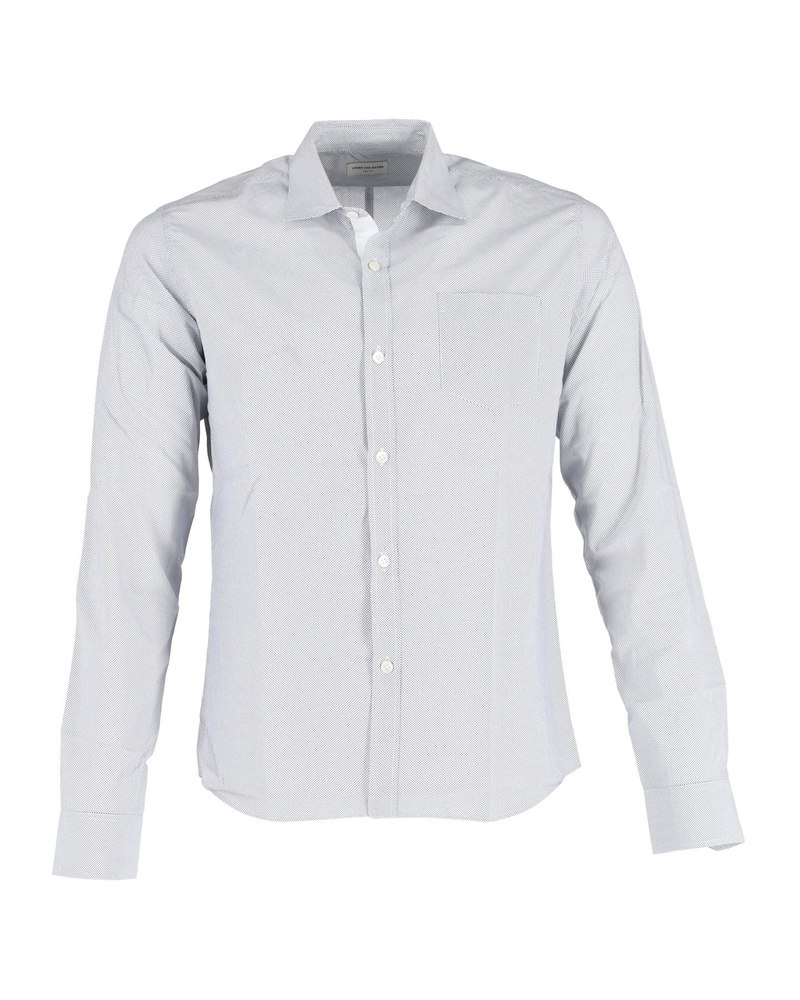 Dries Van Noten Printed Shirt in Light Blue Cotton 7748701945916