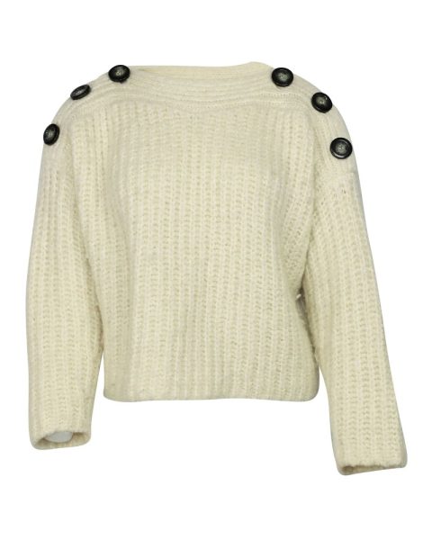 Isabel Marant Button-detail Sweater in White Wool 7748701126716